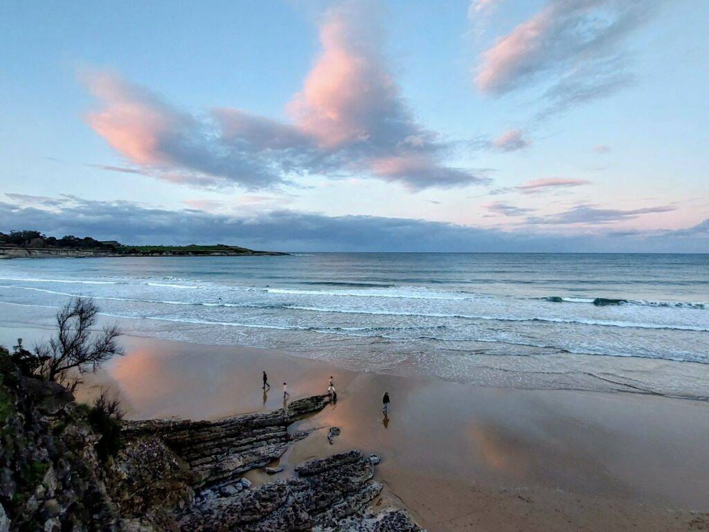 Sardinero Beach santander coludí and waves reflecting wet sand surf w santanderze